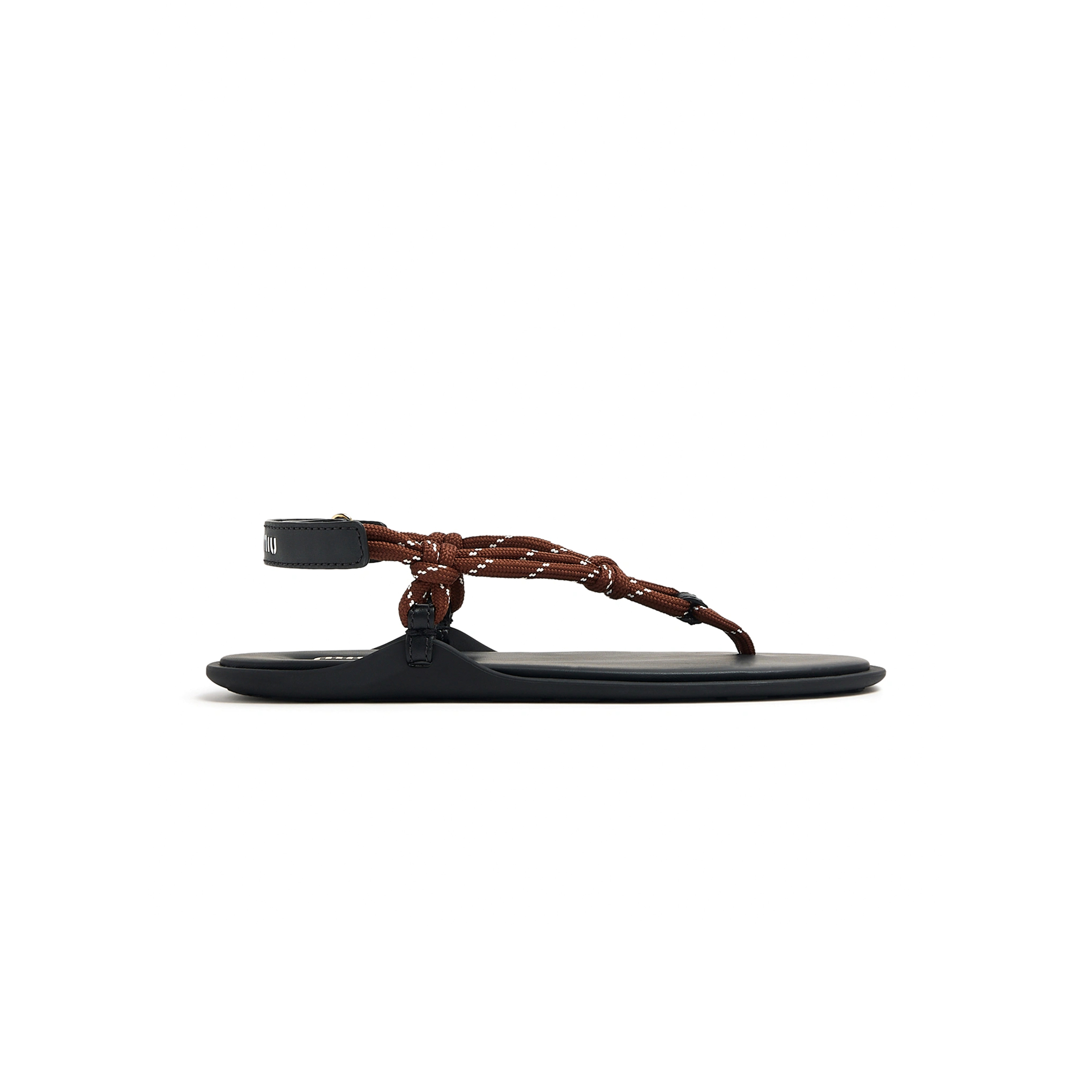 MIU MIU RIVIERE CORD AND LEATHER SANDALS 5Y184E